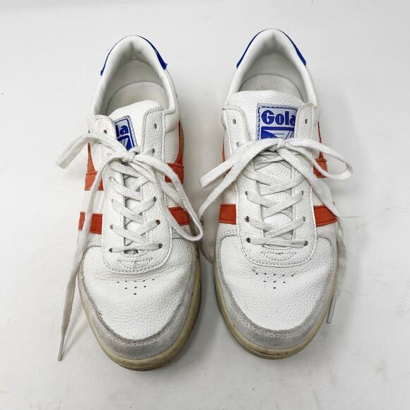 Gola Womens US 6 Grandslam Trident Sneaker White Hot Coral Marine Blue Lace Up - Picture 5 of 12